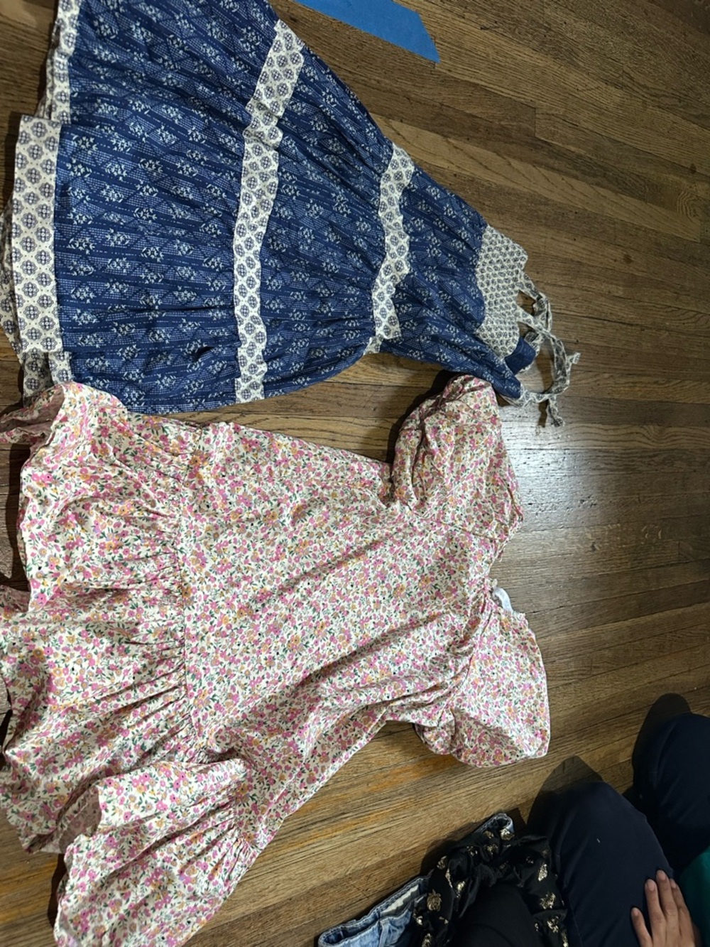 Zara Blue Printed Maxi & Pink Floral Dress Set